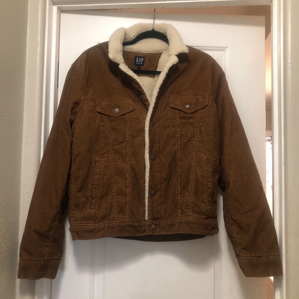 GAP Men’s Brown Sherpa-Lined Corduroy Jacket Size M Great conditions